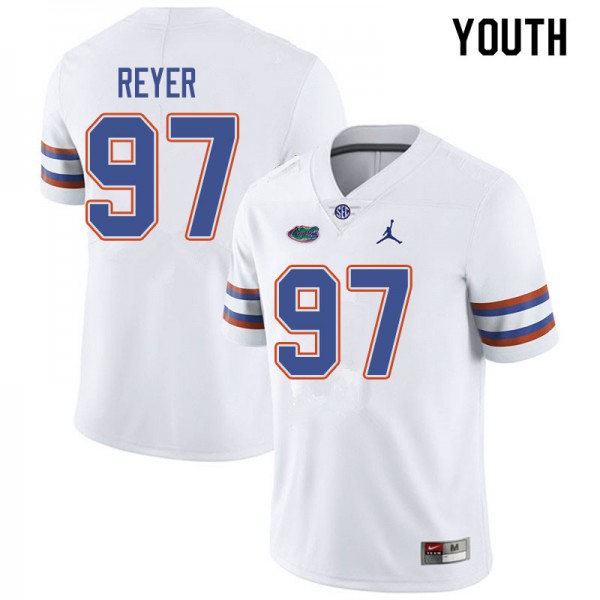 Jordan Brand Youth #97 Theodore Reyer Florida Gators College Football Jersey White